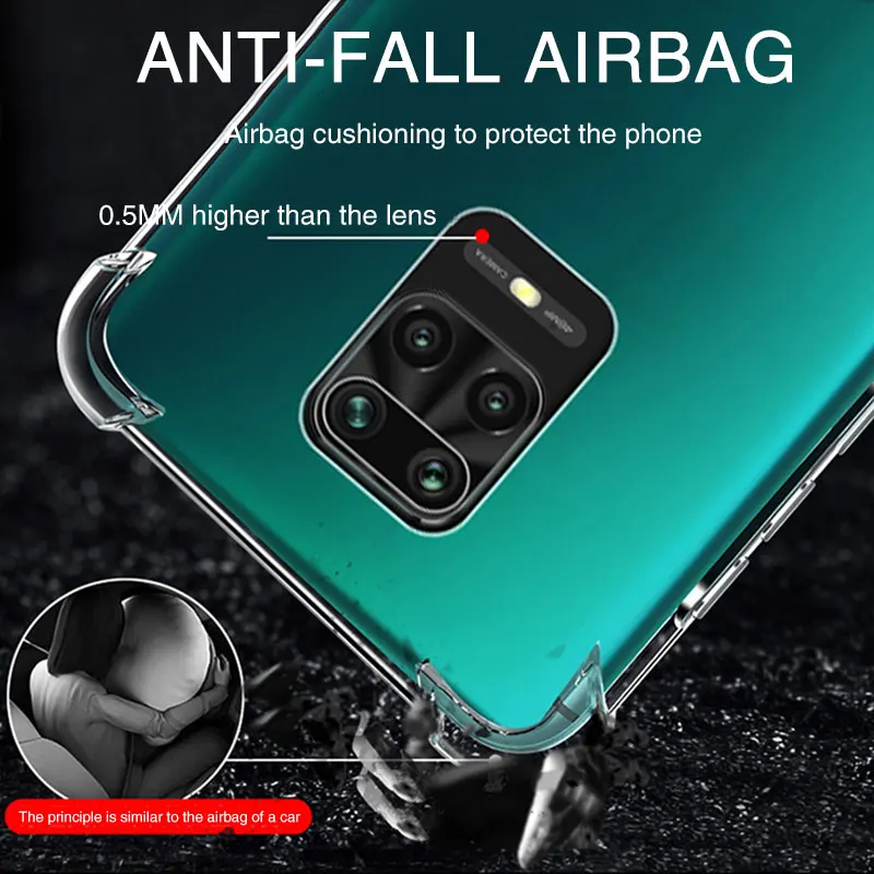 Airbag Thick Shockproof TPU Clear Case For Xiaomi Redmi Note 9 9s Note9 Pro Silicone Transparent Soft Cover Cases