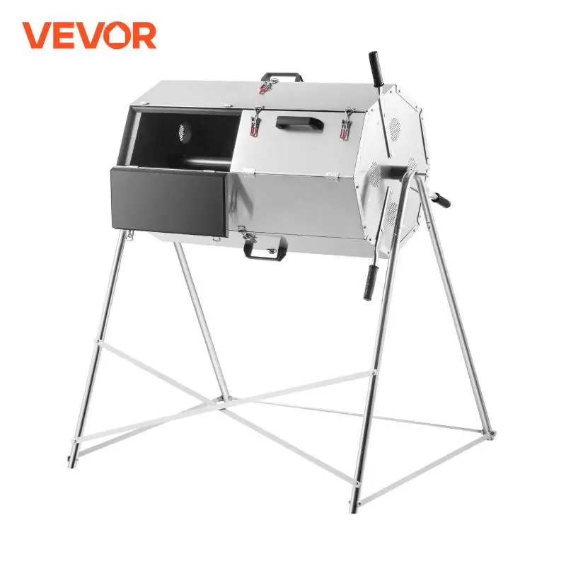 VEVOR tempat sampah kapasitas 33/71/106 galon, tempat sampah Stainless Steel ruang ganda Composter taman untuk halaman dapur