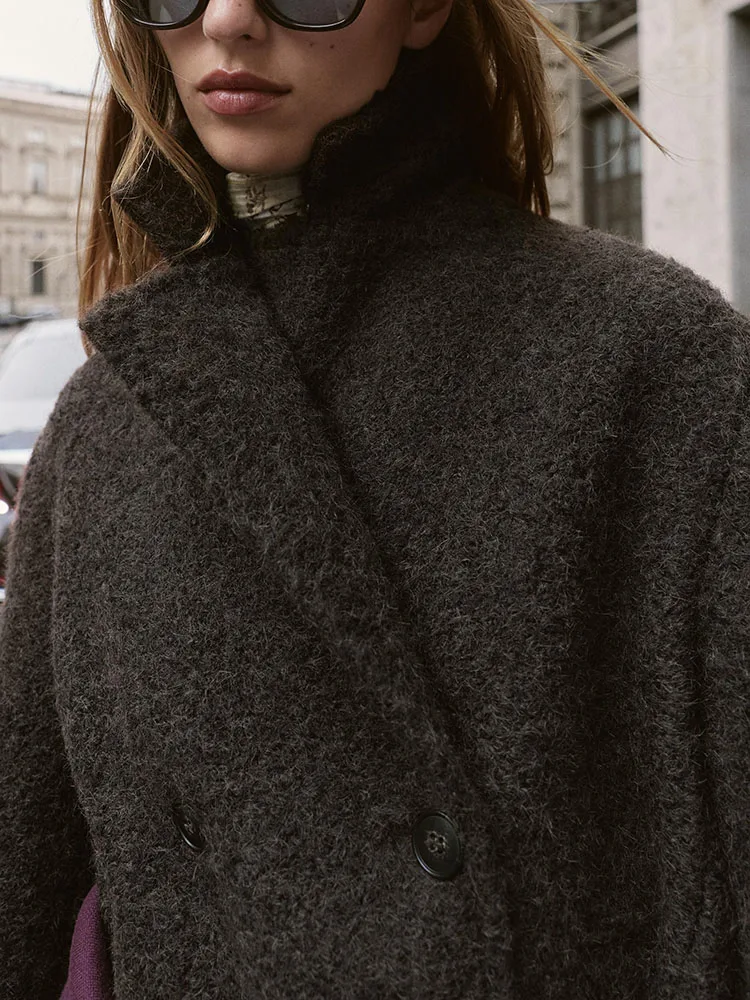 

Sweet Pearl Leather f-length Double-breasted Coat New Arrival Autumn 2025 Women's Commute Sle Long Sve Outerwear