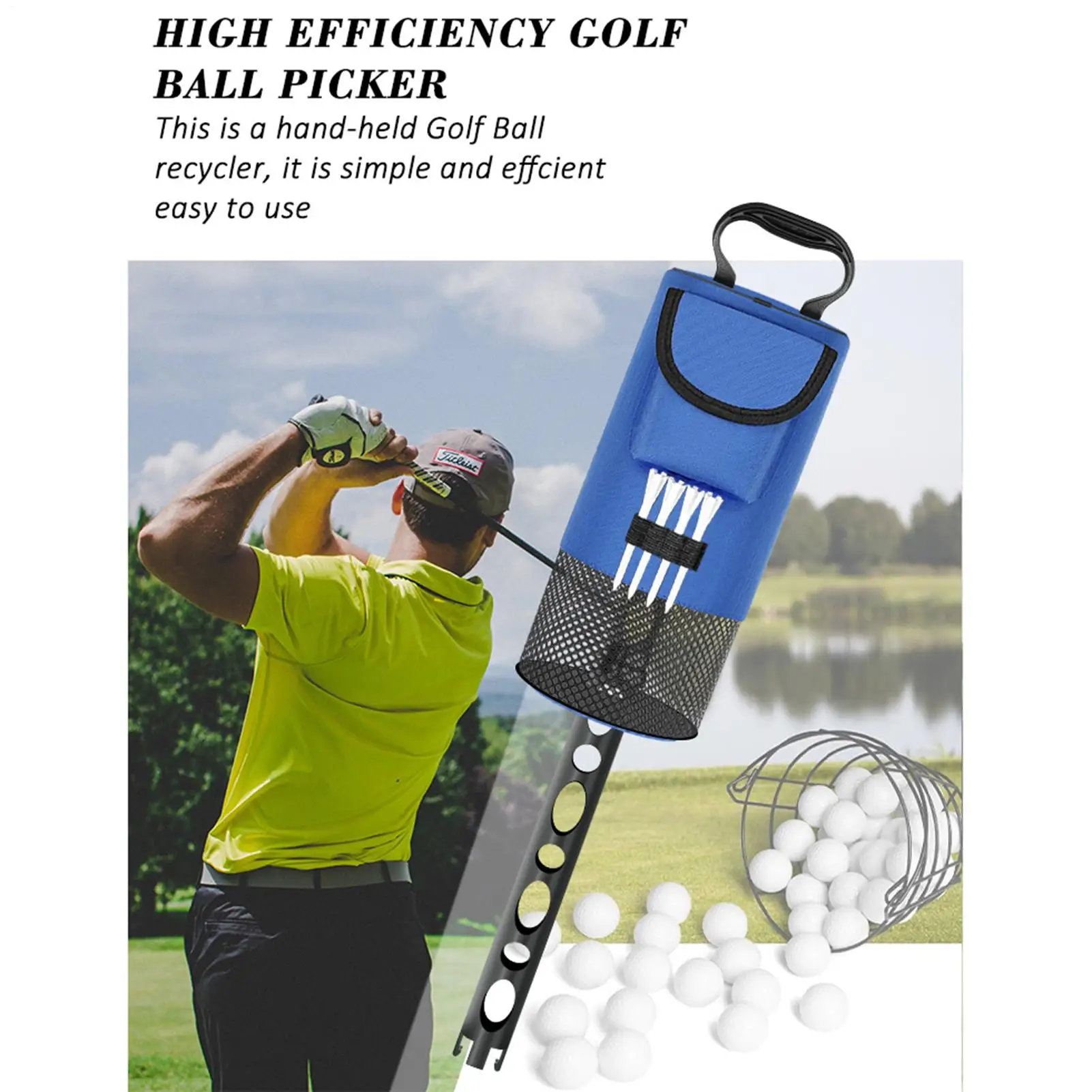 Golf Shagger Bag Removable Heavy Duty Large Capacity Storage Golf Ball Shagger Pocket For Men Women Professionals Enthusiasts