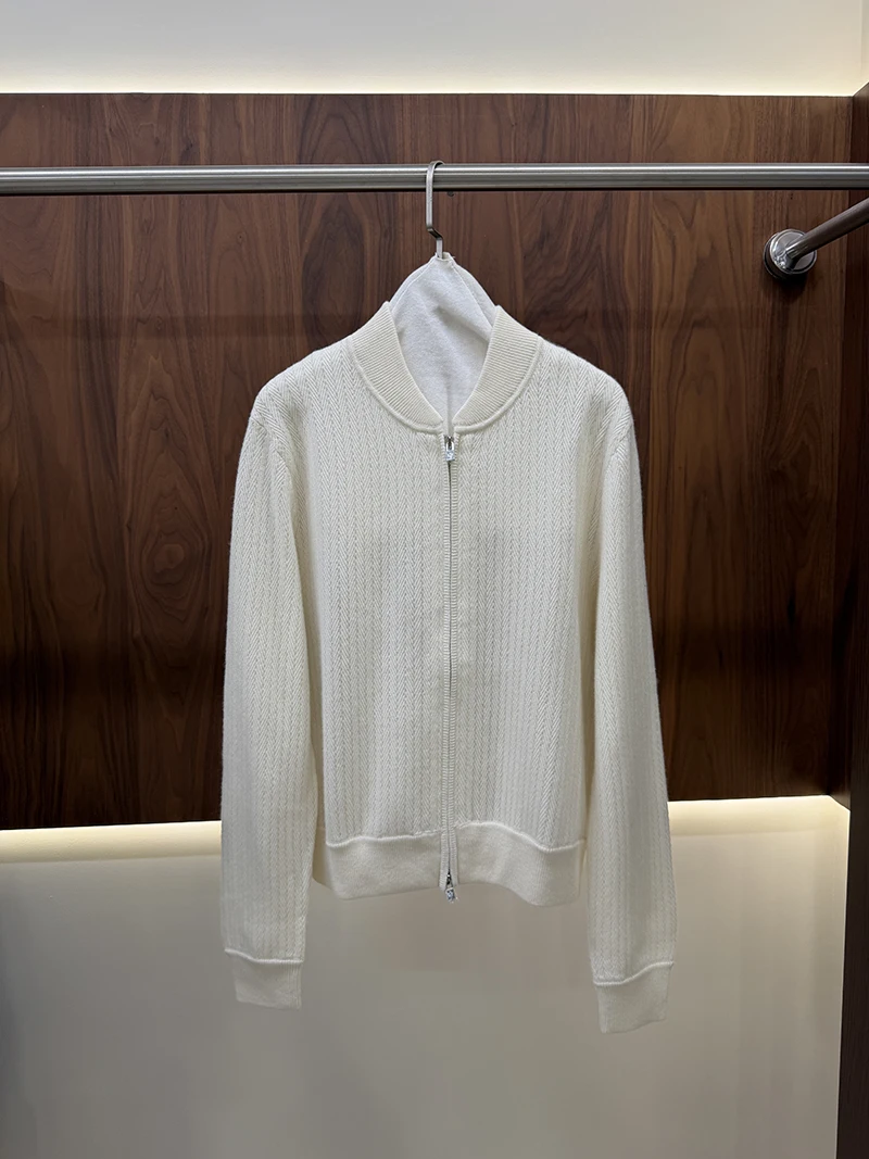 Women Ribbed Knit Zip Jacket and Wide Leg Trousers Two-Piece Set