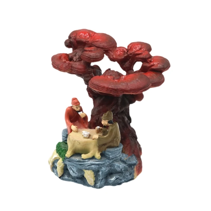 

Resin Lingzhi Tree House Terrariums Decoration Fishtanks Landscape Aquariums Decorative Scenery Cave Office Desk Ornament