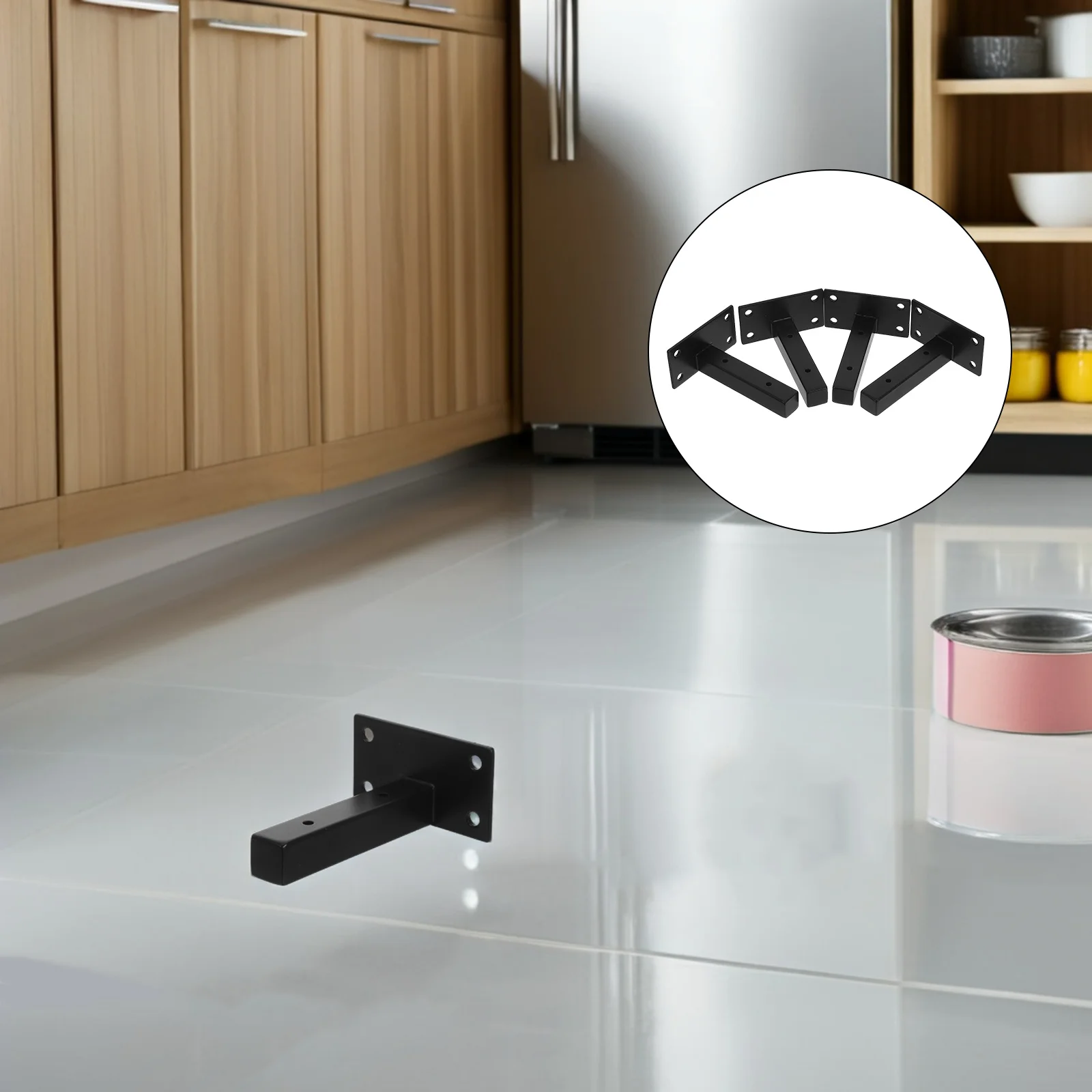 

4Pcs Industrial Shelf Brackets Heavy Duty Wall Mounted Metal Brackets 4 Inch Black Steel Supports for Kitchen Rack Workbench