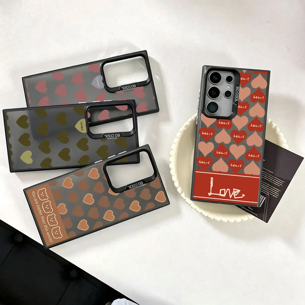Shockproof Case For Samsung Galaxy S26 S24 S25 Edge S22 S21 Plus S23 Ultra S20 FE 2022 Black Phone Cover Cute Love Heath Fashion