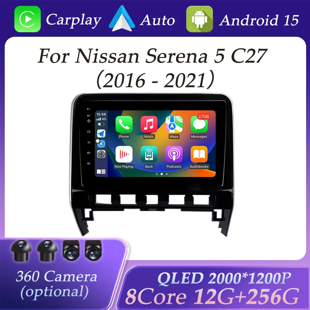 QLED Screen for Nissan Serena 5 C27 2016 - 2021 CarPlay Car Radio Video Audio Multimedia Player Split Screen Autoradio GPS Navi