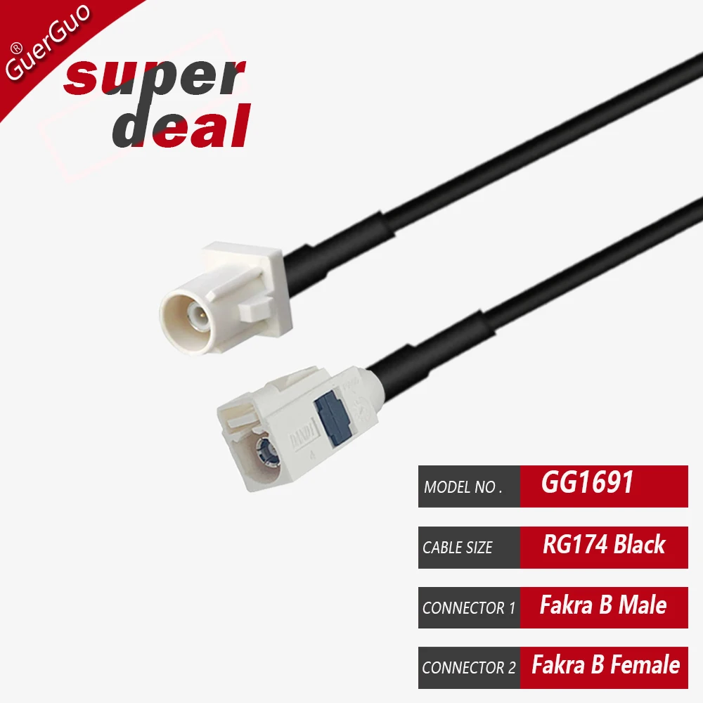 Fakra B RG174 Coax Cable Fakra B Male/Female/Male long Connector Antenna Extension Grey Coaxial Cable for Car Remote Control Key
