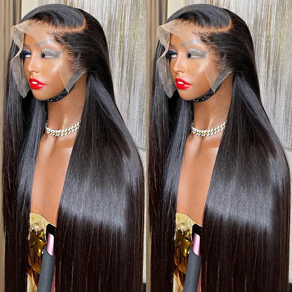 

30 40 дюймов 360 Bone Прямые парики из натуральных волос для чернокожих женщин 13x4 13x6 Hd Прямой кружевной фронтальный парик Предварительно сорванный парик из человеческих волос