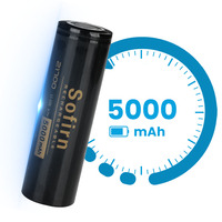 Sofirn 21700 5000mAh Battery Flat/Tip Head 3.7V 48A 10C Discharge HD Cell Lithium Reall Capcaity