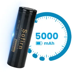 Sofirn 21700 5000mAh Battery Flat/Tip Head 3.7V 48A 10C Discharge HD Cell Lithium Reall Capcaity