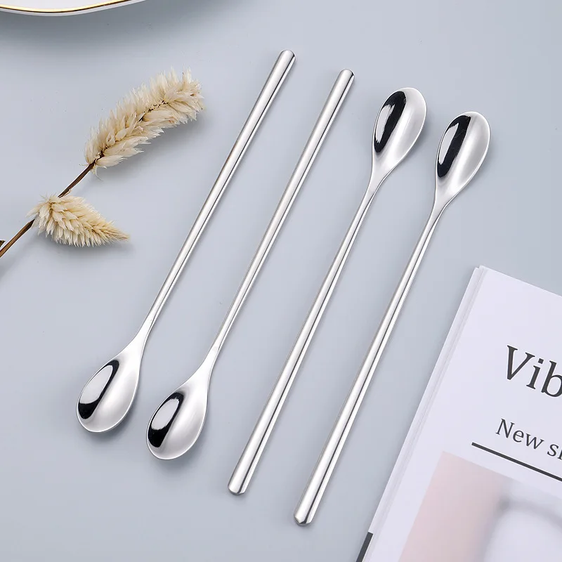 

Stainless steel long handle water drop spoon thickened handle creative dessert seasoning coffee stirring spoon