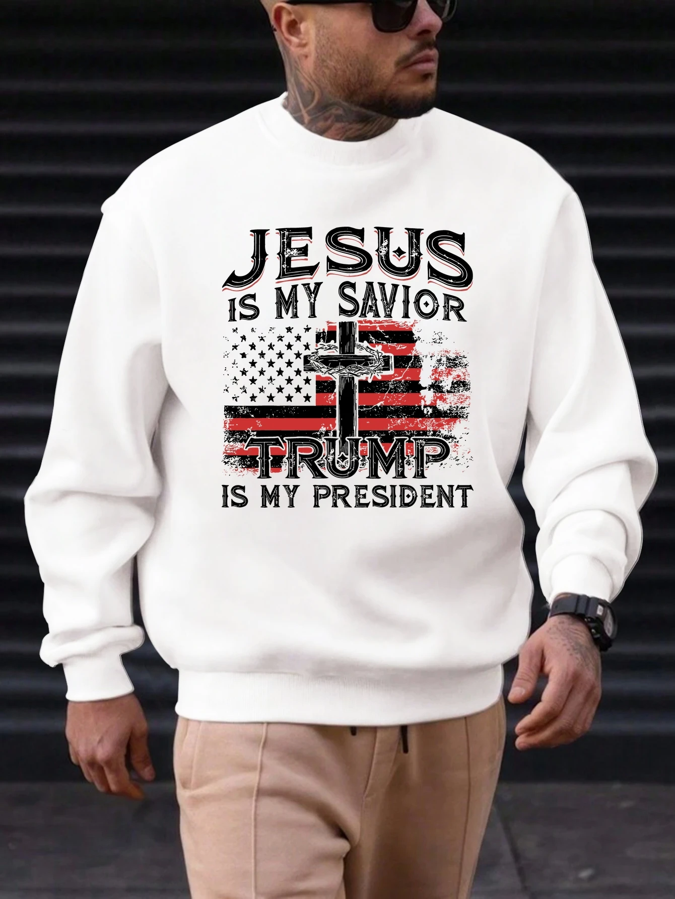 

2025 New Men's Cotton Sweatshirt JESUS IS MY SAVIOR Pattern Printing Round Neck Fashion Casual High Quality Daily Top Clothing