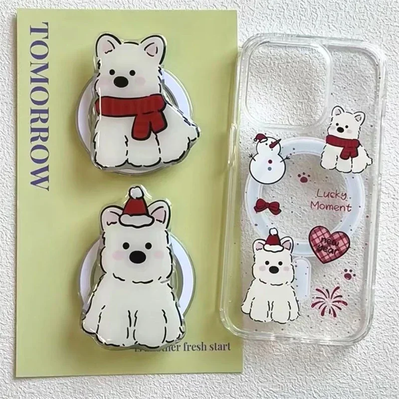 

Корейский симпатичный шарф щенок магнитный держатель захват Tok ptogrik держатель для телефона Подставка для IPhone 15 14 16 для Pad Magsafe Smart Tok