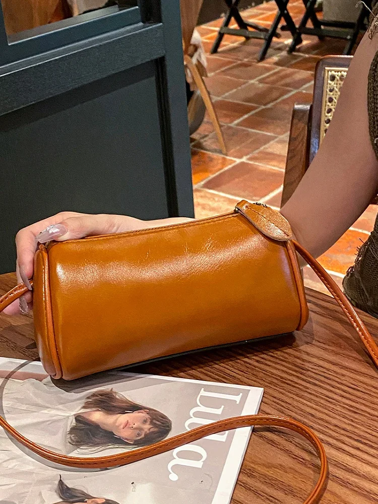 

2025 модная женская маленькая сумка через плечо из натуральной кожи, популярная женская сумка на одно плечо из воловьей кожи, повседневная сумка для покупок