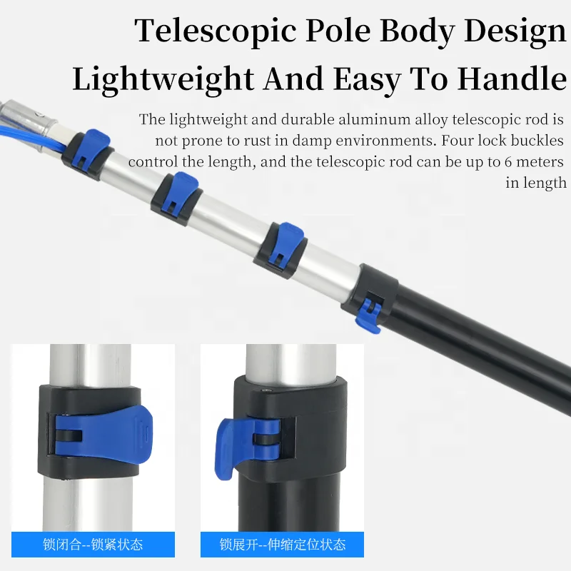 12ft Solar Panel Cleaning Brush Tool with Telescopic Pole Photovoltaic Panel Glass Cleaner for Home and Commercial Use
