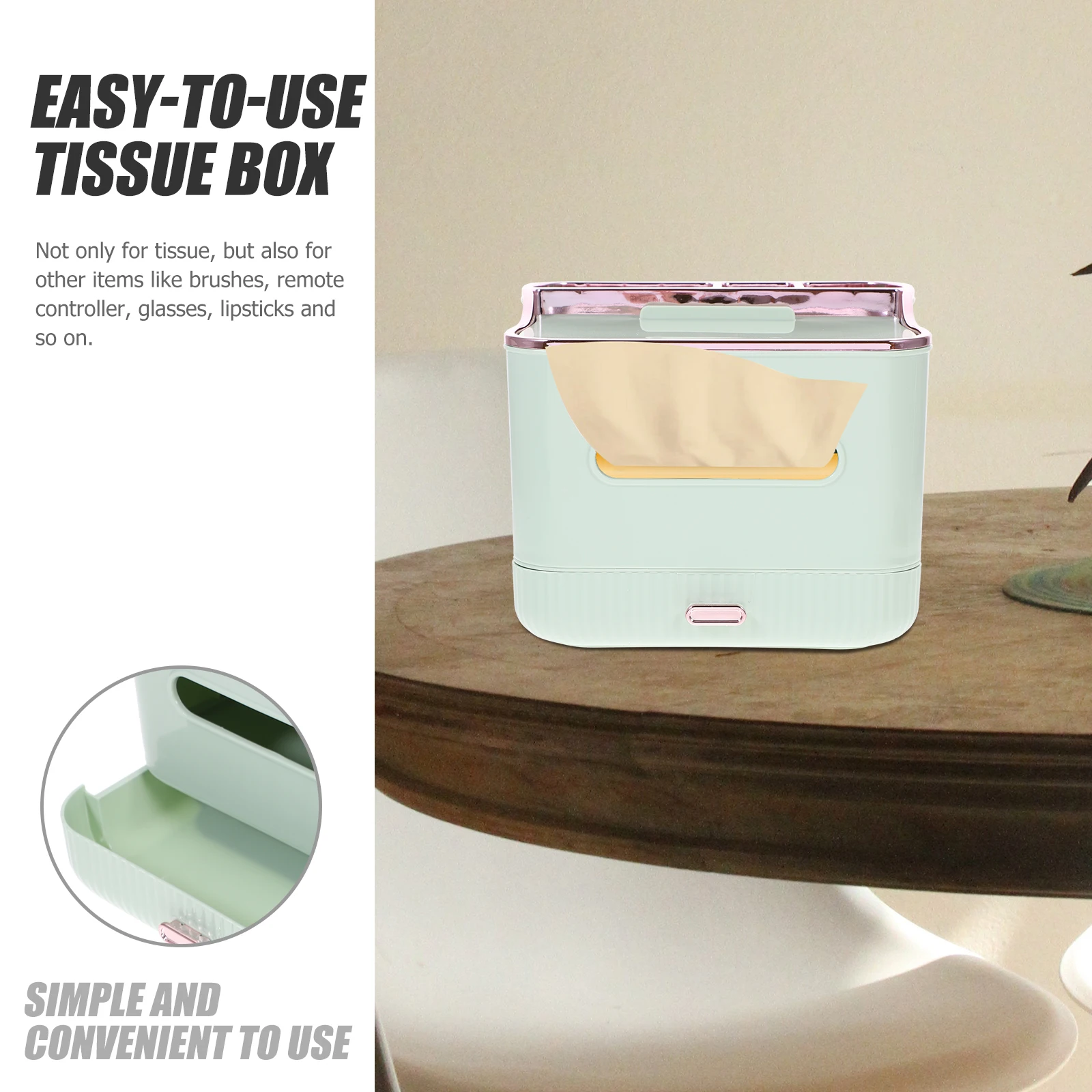 

Lightweight Desktop Tissue Box Multi-Use Pp Storage Holder Bedroom Living Room Napkin Container Small Space-Saving