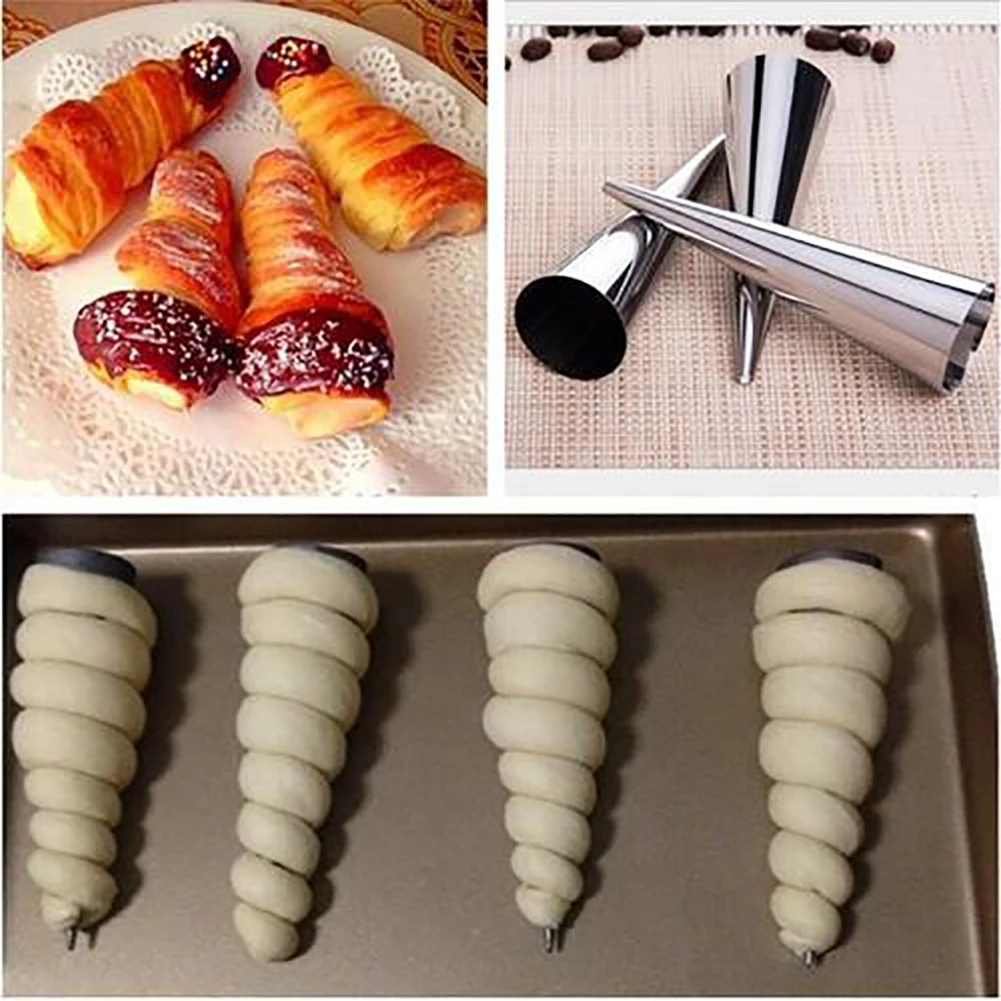 Stainless Steel Pastry Horn Molds Conical Tube Cone Croissant Mould Baking Tool