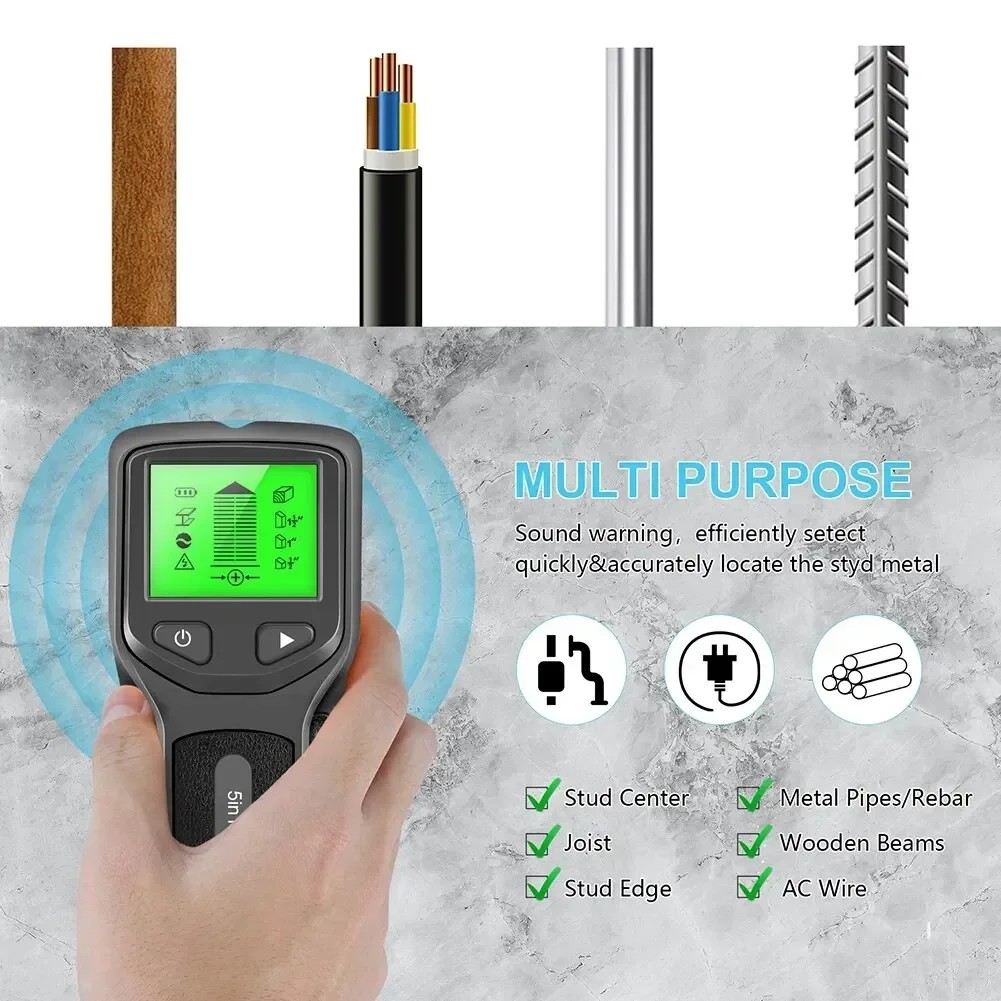 Metal Detector 5 In 1 Wall Detector Wall Thickness Gauge Backlight Wall Stud Finder Electronic Wall Scanner Gold Finder