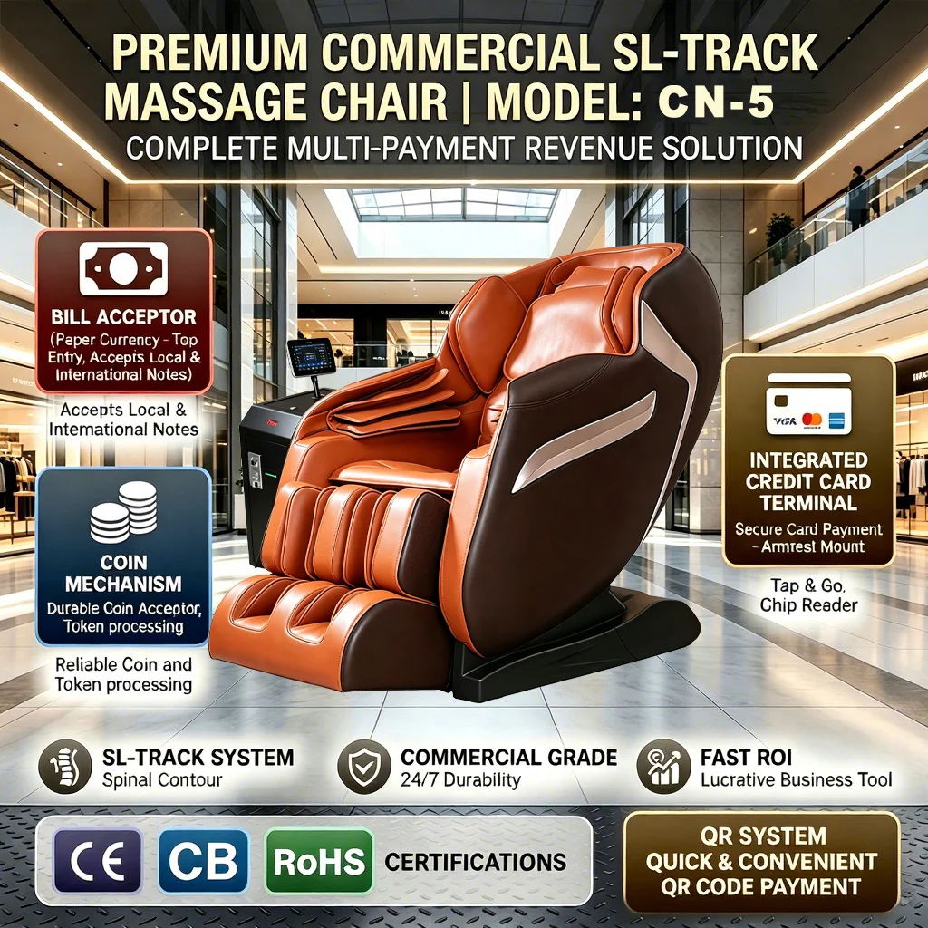 2026 Hor Selling Commercial Coin Bill Operated 3D Zero Gravity Full Body Heating Relax Wireless Remote Control Massage Chair