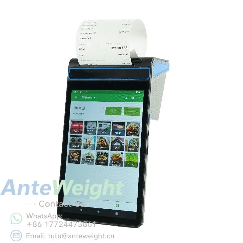 8inch Mobile Android 12 Mini Cash Register Pos Systems NFC Retail All in One Tablet POS With Thermal Printer