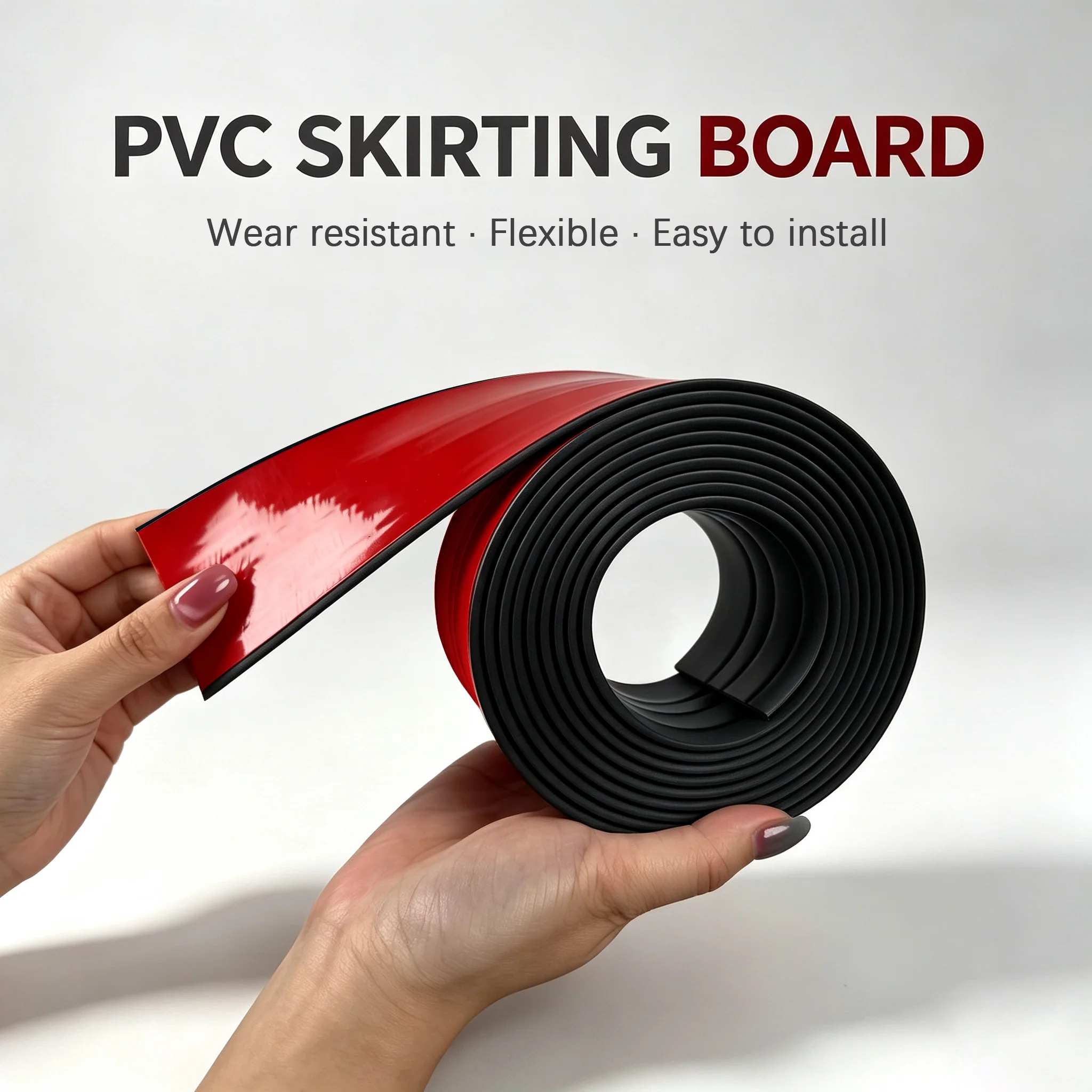PVC Skirting Board (3 Meters Long And 3 Millimeters Thick), Can Be Directly Attached To The Wall, And Is Easy To Install.