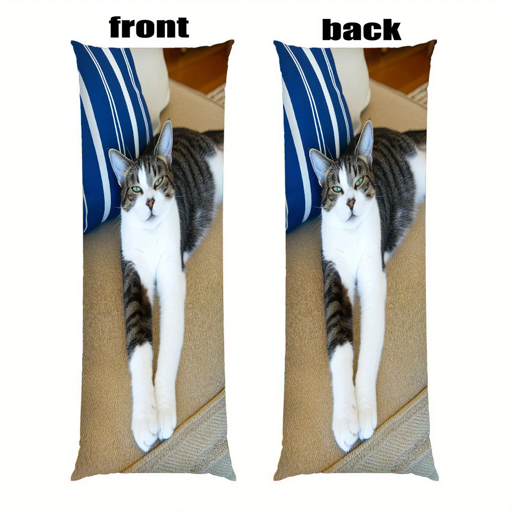 Lazy Cat Pillowcase - Double-Sided Print with Zipper Design, Machine Washable Polyester Material, Suitable for Bed, Sofa, Living