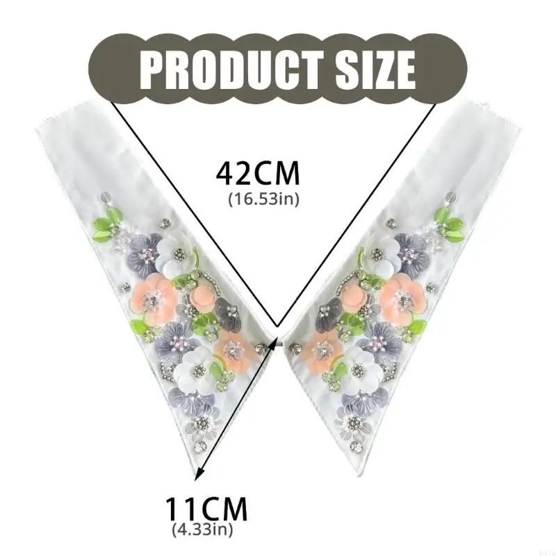 طوق فستان L5YA قابل للفصل مزين باللؤلؤ المخيط يدويًا وتفاصيل أحجار الراين اللامعة #6