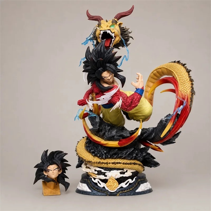 Anime Dragon Ball LS Dragon Fist Super Saiyan 4 Goku Figure Dual-Head Sculpt Statue Model Birthday Gift