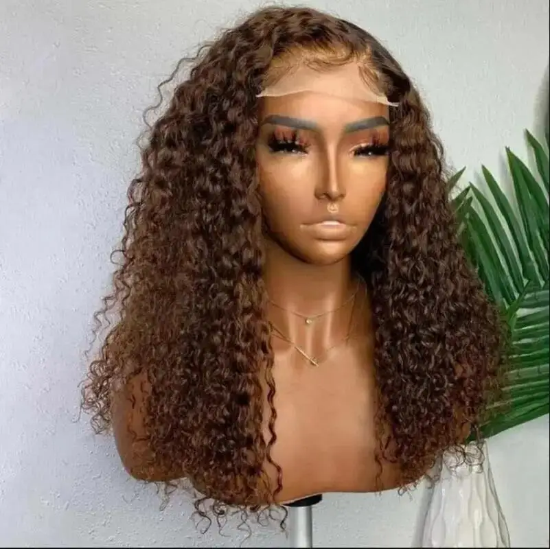 

Длинный, предварительно выщипанный, кудрявый парик с эффектом кинки-карли, 26 дюймов, мягкий, темно-коричневый, плотность 180, с кружевной передней частью, для женщин, с натуральной линией роста волос, синтетический, с эффектом детских волос