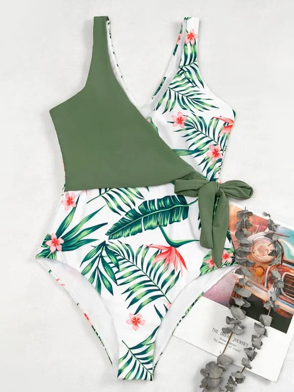 Deep V-Neck Split-Joint Beachwear 2023 Women's Fashion Print Swimwear Summer One-Piece Swimsuit Bathing Suit Sexy / New Monokini