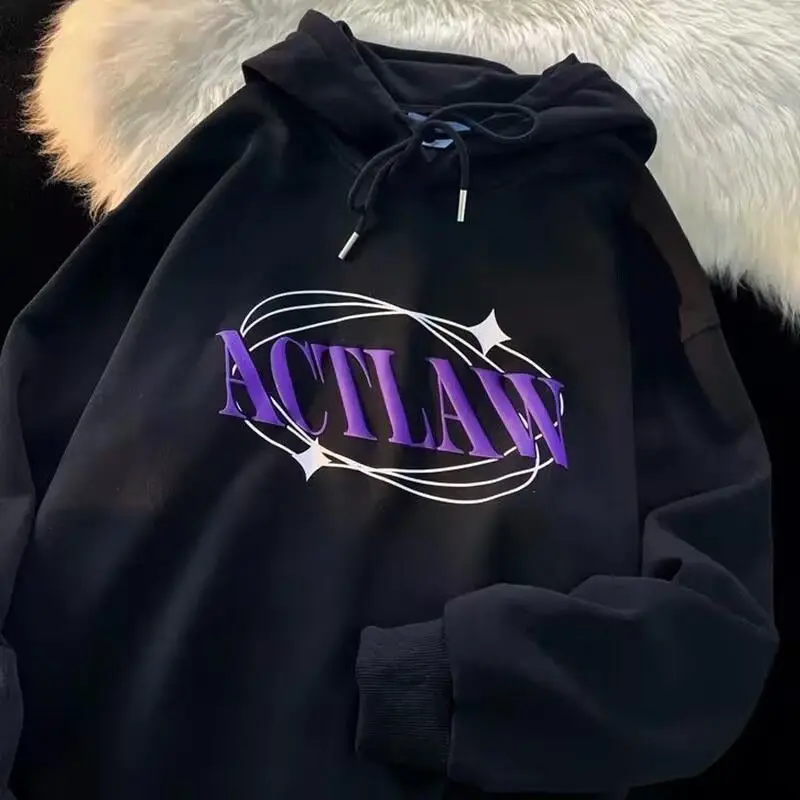 2023 New Vintage Printed Hoodies woman Harajuku Loose Sweatshirts Y2K Streetwear Hip Hop Gothic Oversized Men