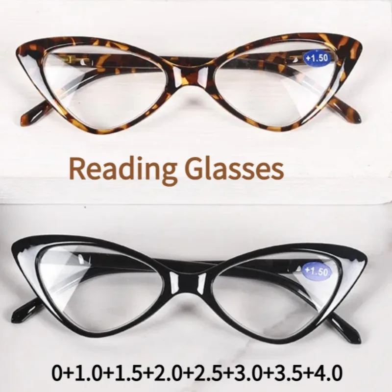 Modische Cat-Eye-Lesebrille, Menschen mittleren Alters und ältere Menschen, hochauflösende Lesebrille 0 ~ +4,0 für Frauen