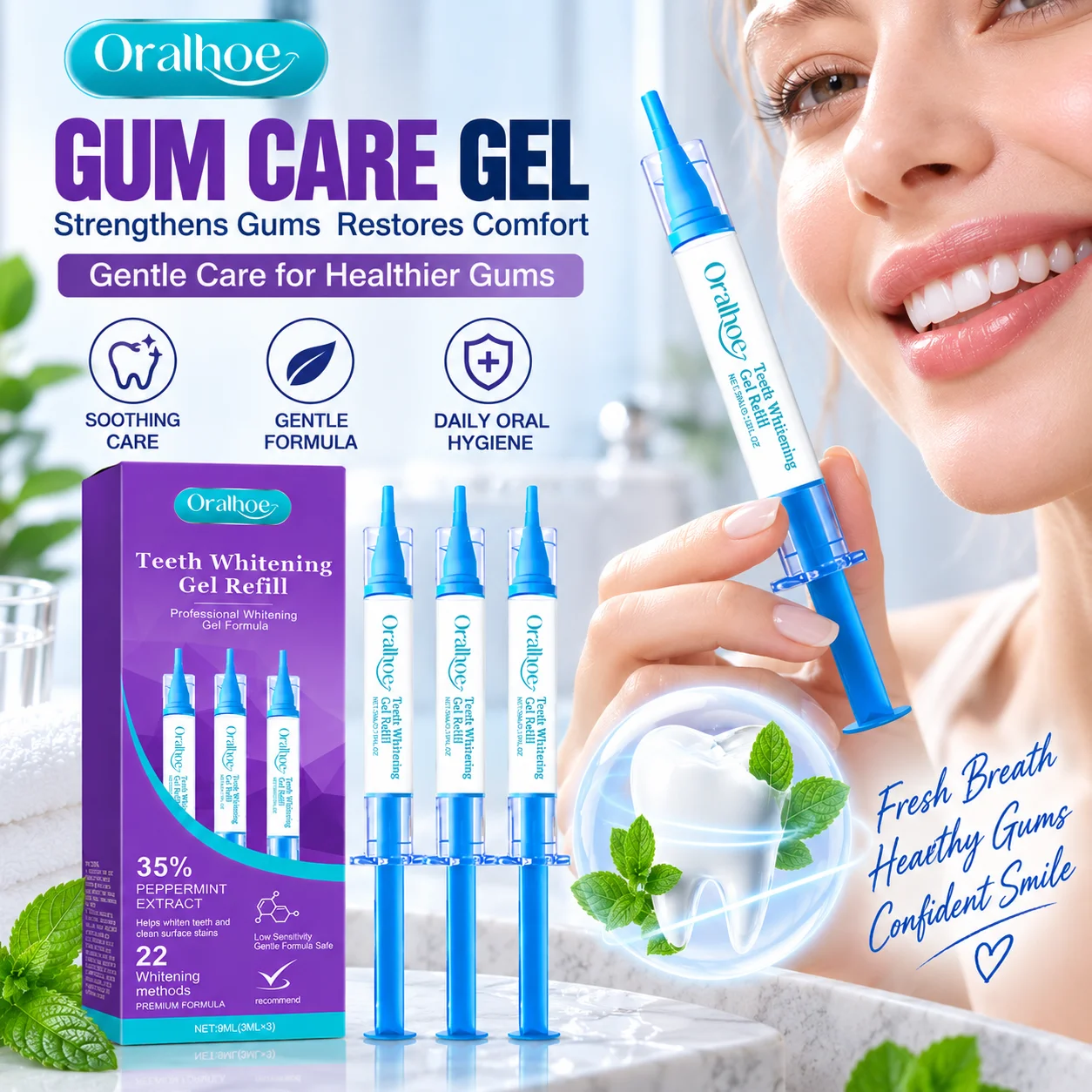Oralhoe Gum Care Repair Gel 3/6/9/15PCS Soothing Sensitive Gums Strengthens Gum Removes Stains Protect Tooth Enamel Oral Care