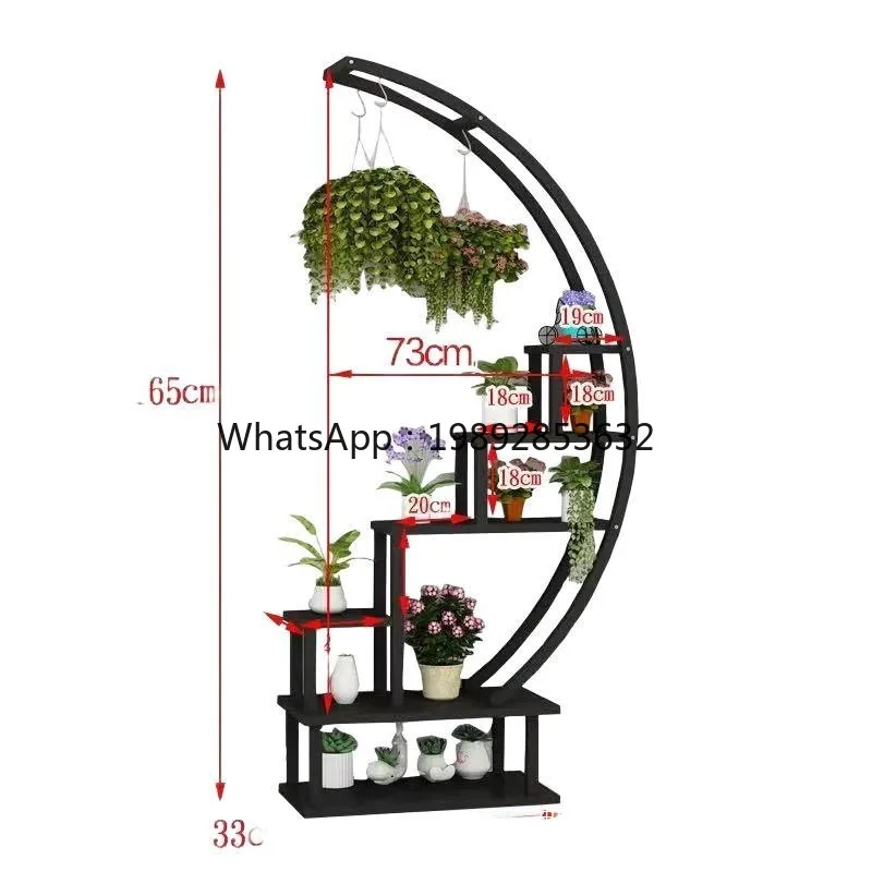

LYY Flower Stand Iron Art Round Household Semi-Circular Design Green Plant Stand Semi-Circular Flower Stand Arc-Shaped