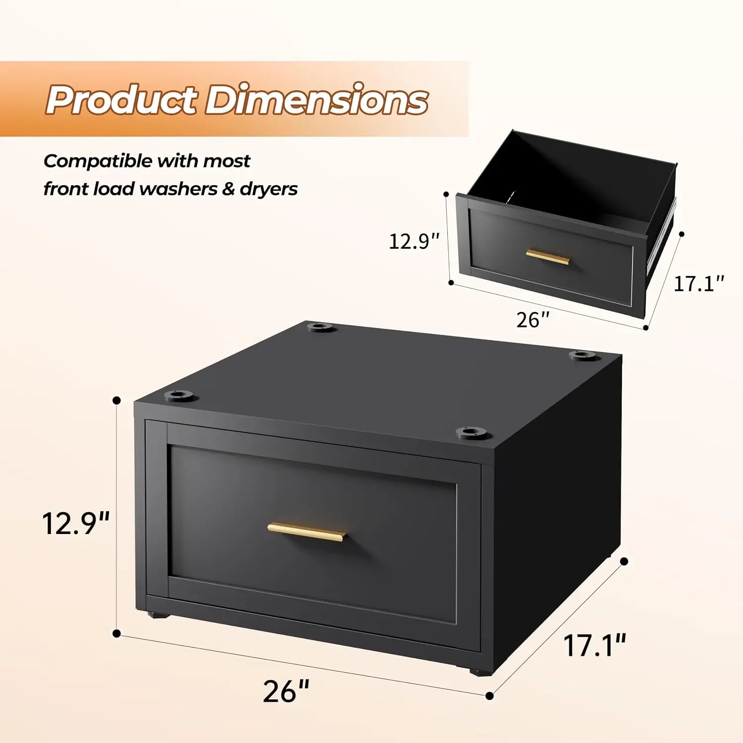 Washer and Dryer Pedestal Set of 2 with Storage Drawers, Heavy Duty Metal Laundry Pedestal for Washer, Universal, Customized