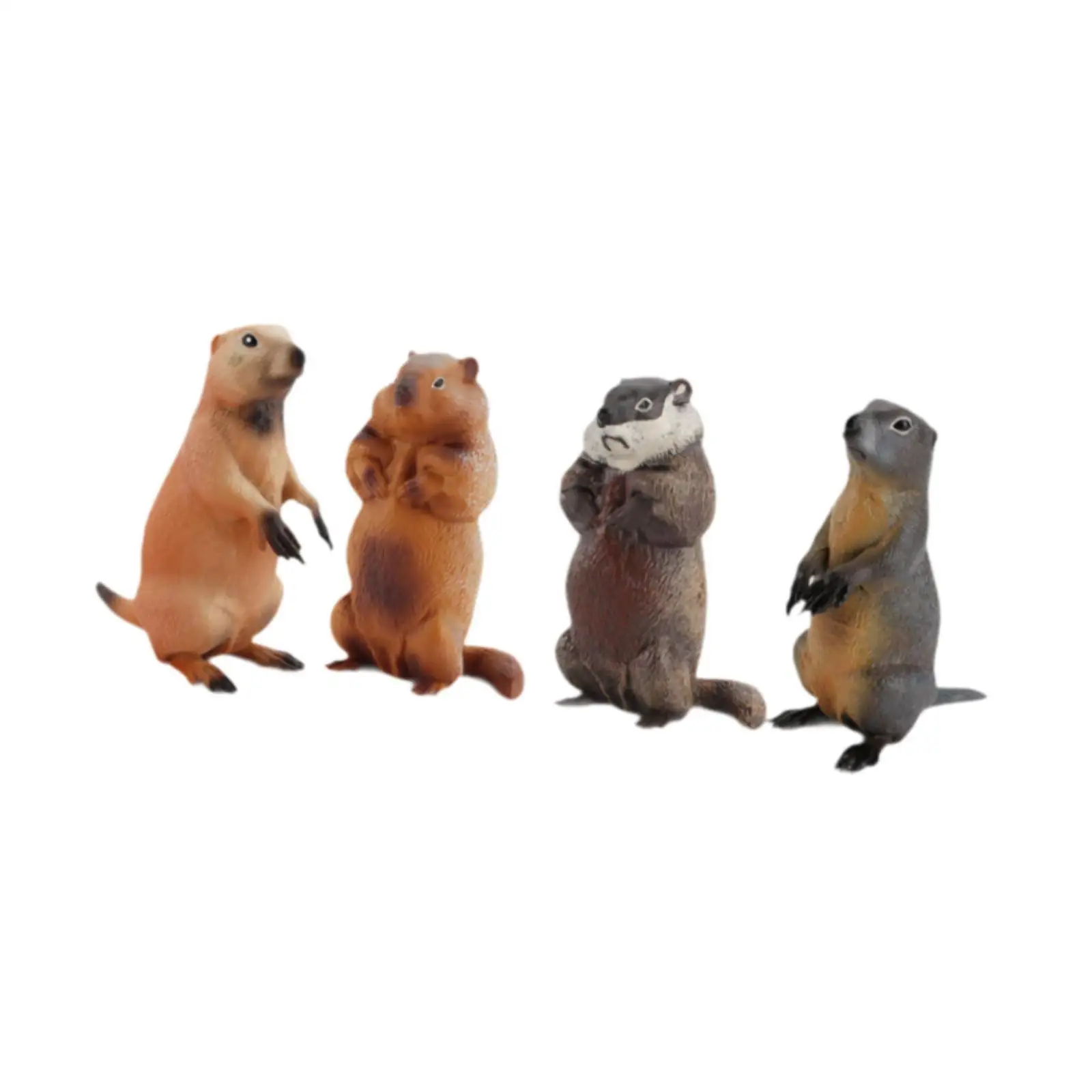 Figurines de modèle de marmottes, modèles d'animaux simulés, décor d'art, sculptures de marmottes, ornements de bureau pour enfants, 4 pièces