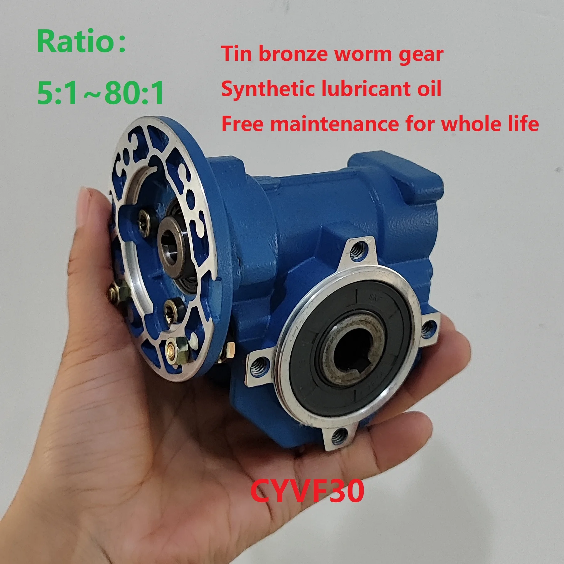 Chenyue Worm Gearbox Gear Reducer Gearbox Reducer CYVF30 NMRV30 Input 9/11 Output 14mm Free maintenance Tin bronze Worm Gear