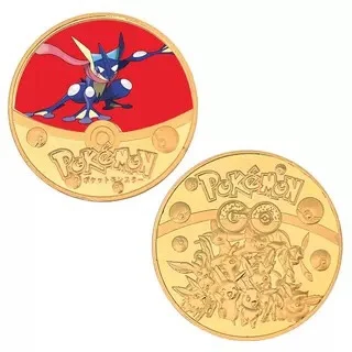 Pokemon Commemorative Coin Handsome Mewtwo Greninja Kawaii Pikachu Mew Genesect Exquisite Anime Collect Gifts Toys Send Stent