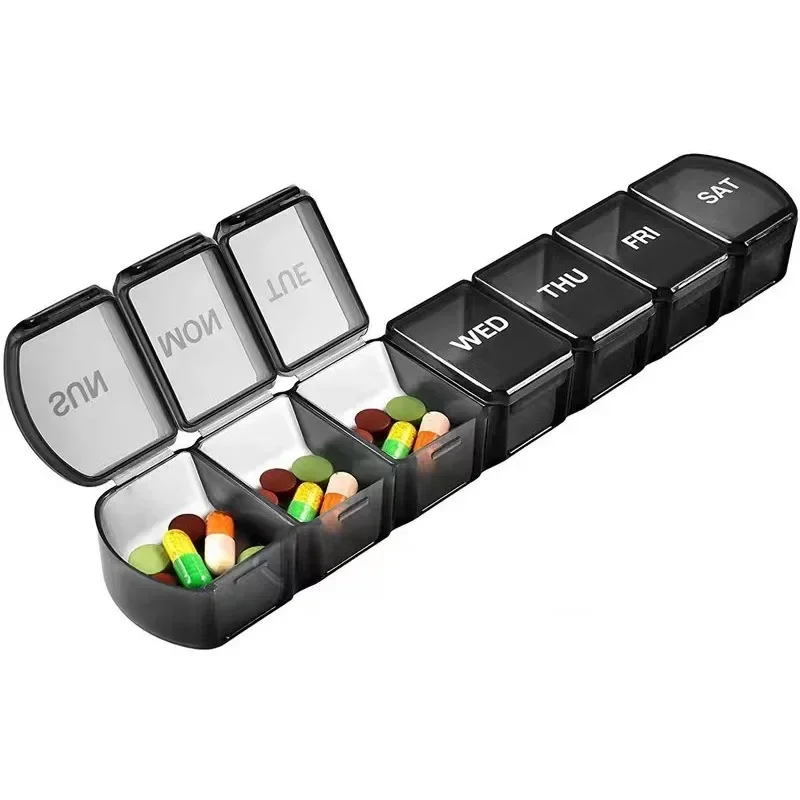 

7 Days Pill Box Holder 7 Compartments Mini Dispensers Storage Splitters Pills Tablet Plastic Container Case Household School