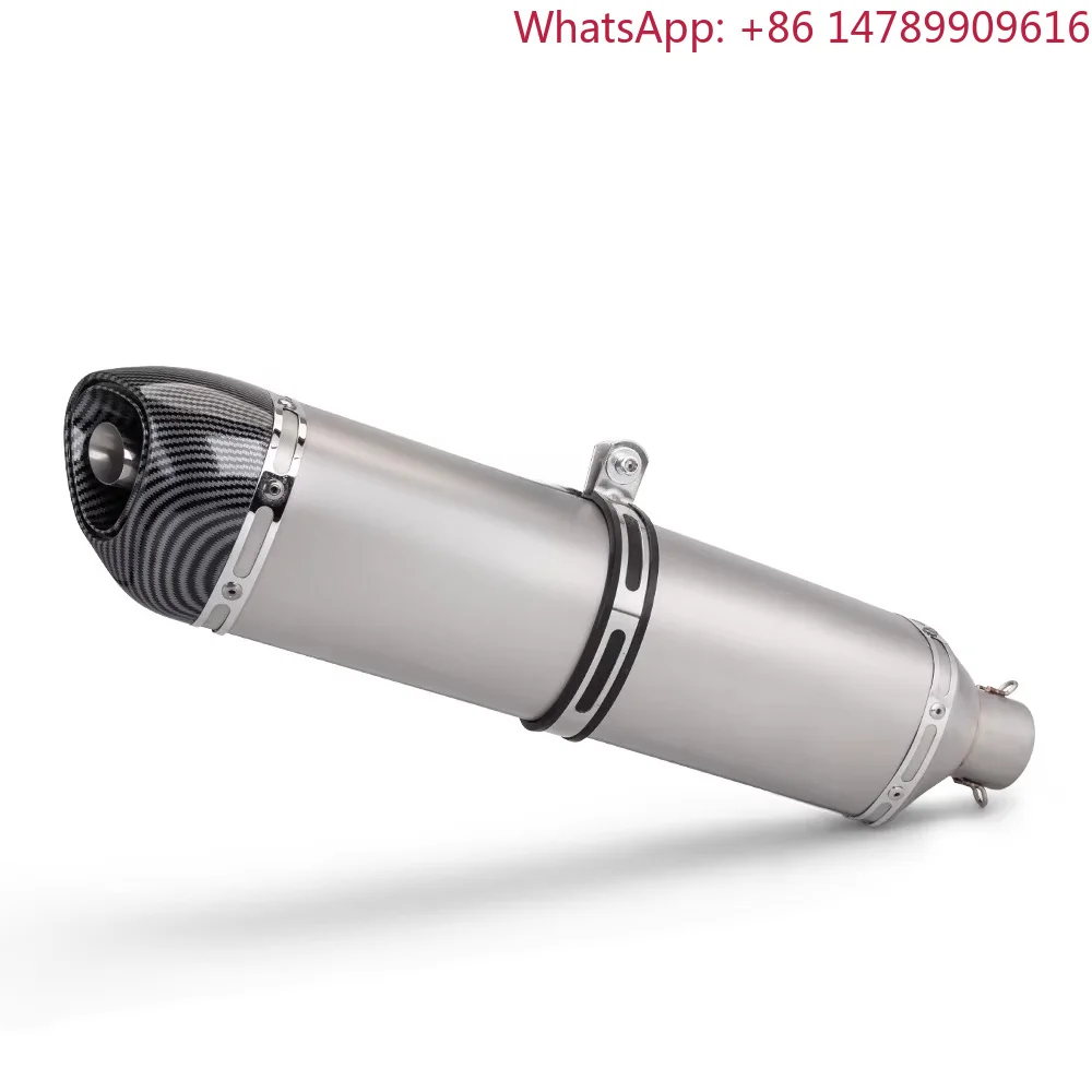 Universal Motorcycle Exhaust System, 51mm Inlet Carbon Fiber Muffler With Mid-Link Pipe And DB Killer For Universal Bike Modifi