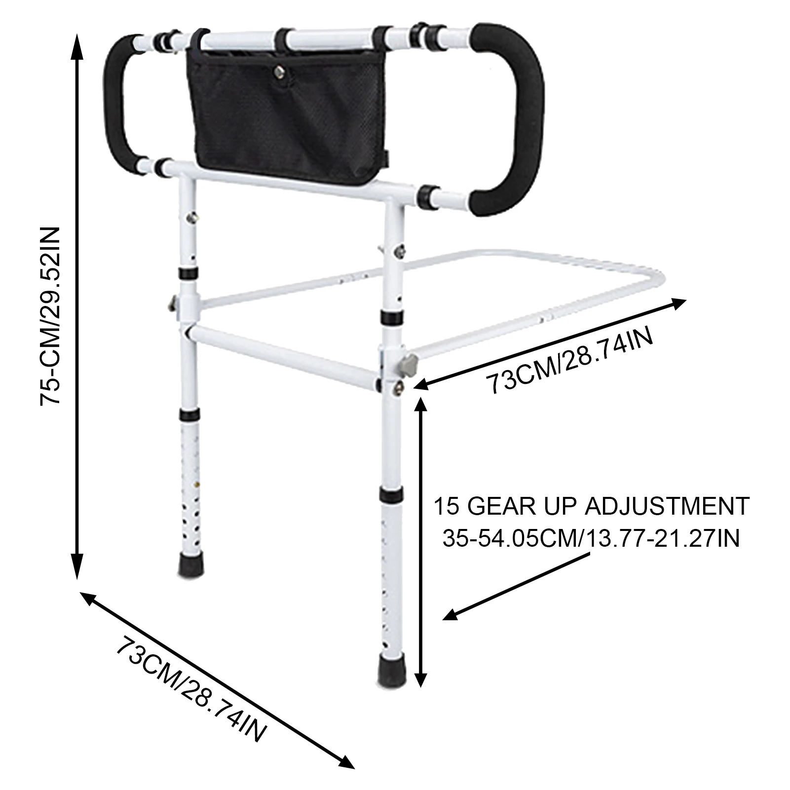 Bed Rail for Elderly Adults, Bed Assist Rails Adjustable Height, Foldable Bedrails for Seniors, Can Withstand 300Lb