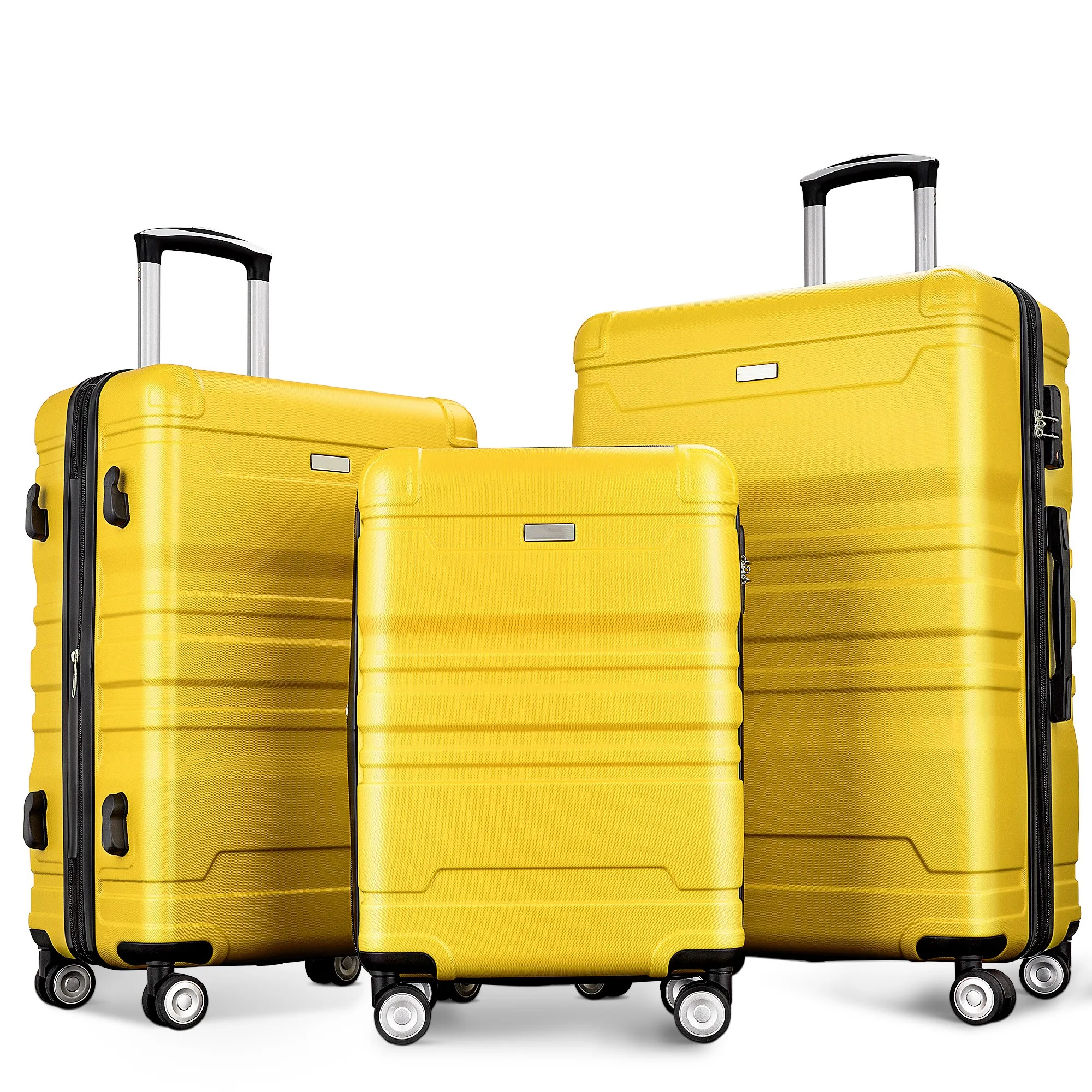 3 Pieces Hardshell Luggage Sets, Expandable Suitcase Sets With Spinner Wheels And TSA Lock For Travel (20''/24''/28'')