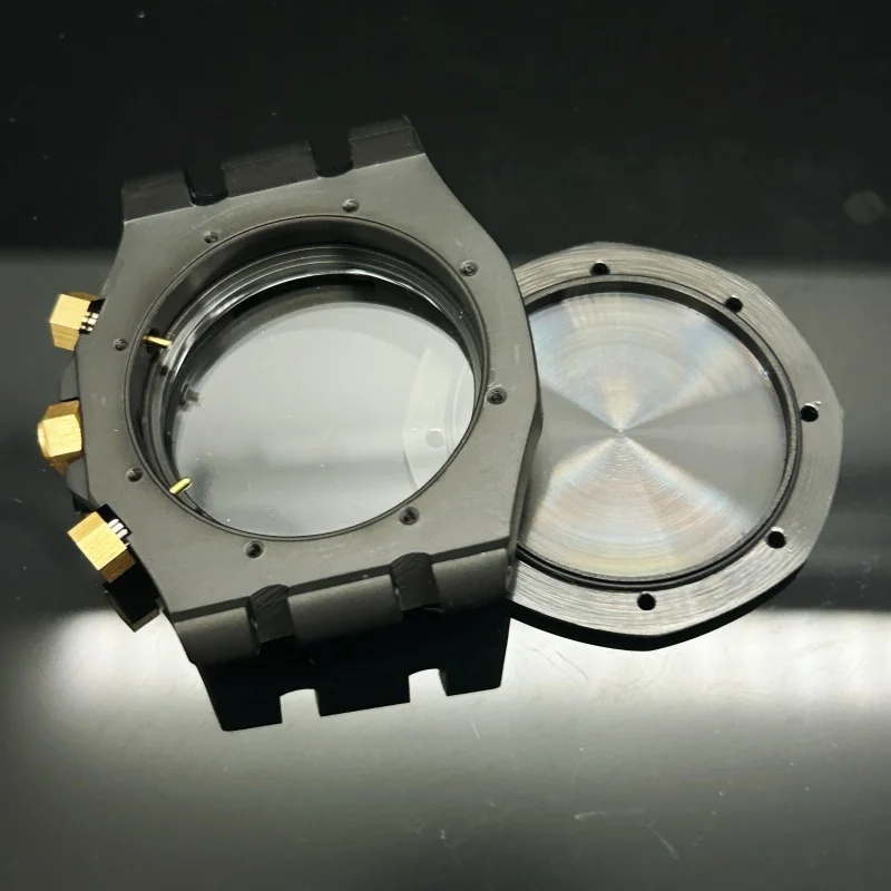 Preto ouro 41mm borracha estilo aço caso cinta relógio peças fivela para caso de carvalho 31.8mm dial vk63/64 kit ponteiro movimento quartzo