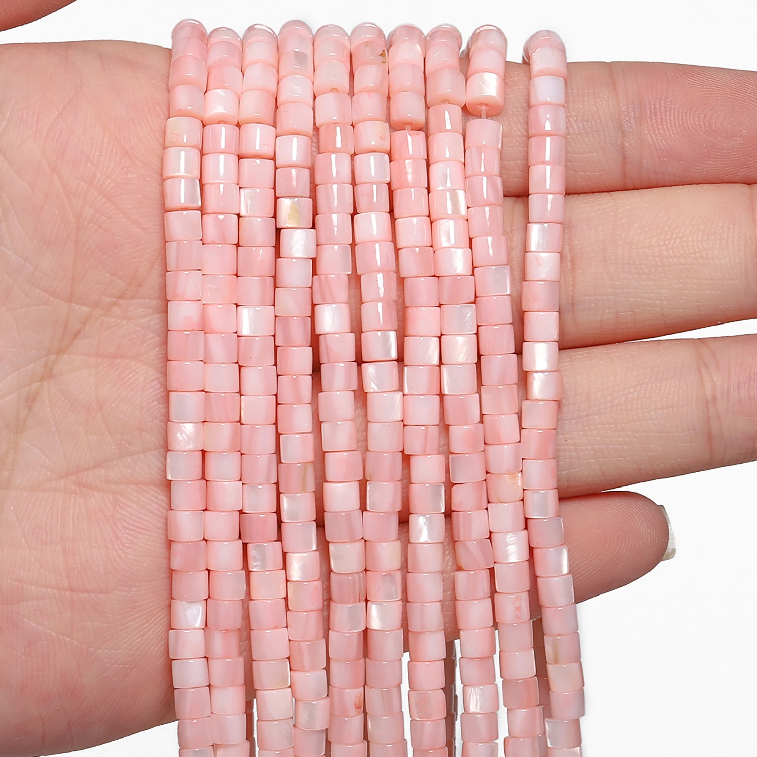 Pink Shell Pearl Natural Stone Beads 4x3mm Cylinder Tube Shape Smooth Spacer Beads for Jewelry Making DIY Bracelet Accessories