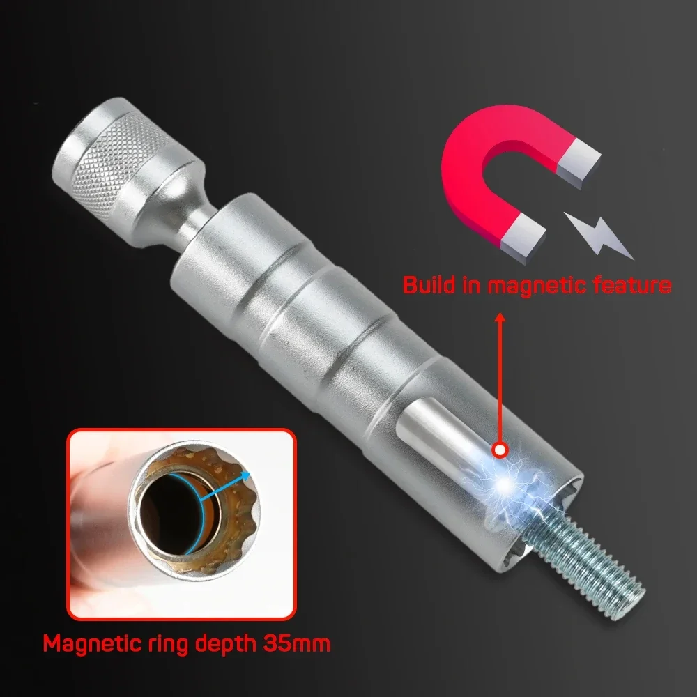 Spark Plug Socket Wrench Adapter 14mm 16mm Socket Adapter Drive Universal Joint with Magnetic Flexible Socket Car Repair Tools