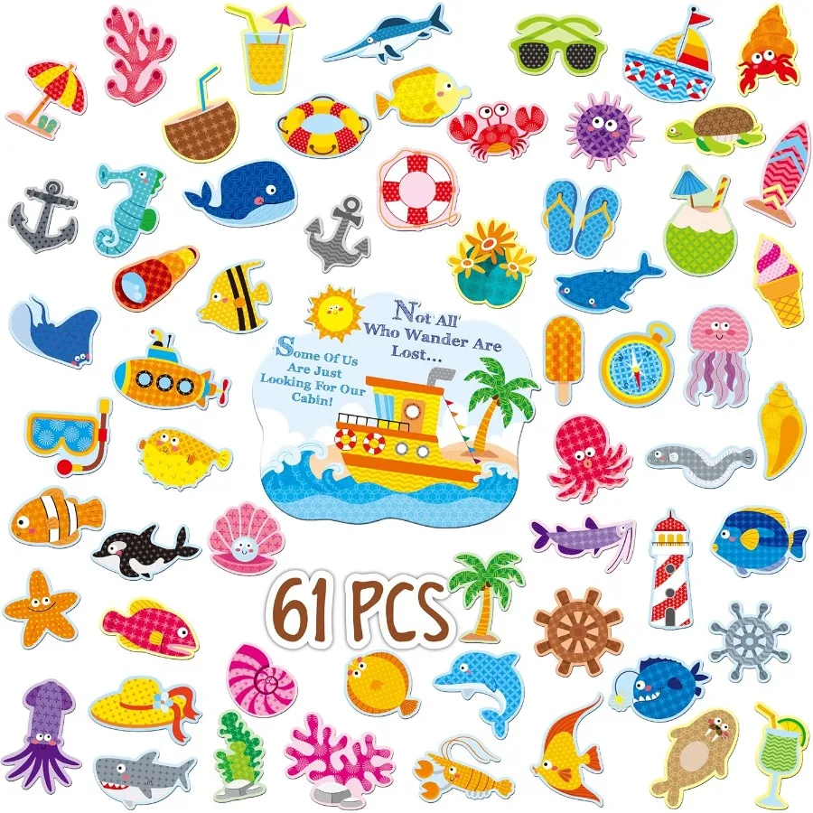 

61PCS Large Door Magnets Today's Forecast Cruising with a Chae of Drinking Magnetic Waterproof vigation Boat Ahor Ship Car Deco