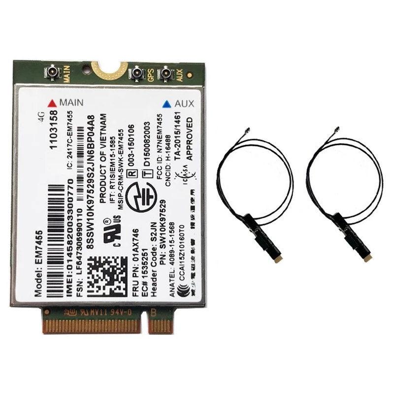 

EM7455 01AX746 LTE 3G 4G Card+2Xantenna For Thinkpad X1 Carbon 5Th Gen X270 T470 T470S T470P T570 L570 L470 P51 P71 Easy To Use