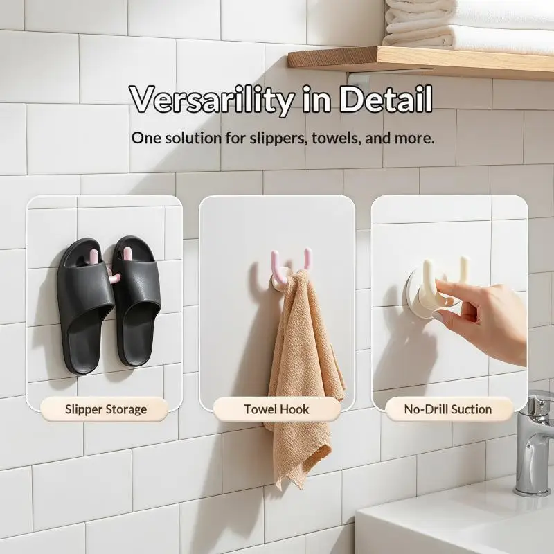 Suction Cup Slipper Hanger Waterproof U-Shaped Wall Mounted Storage Rack for Bathroom Shower Housewarming Gift