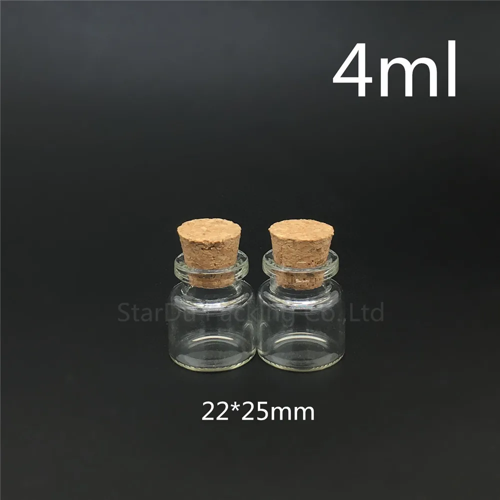 1000pcs 4ml Small Cute Mini Cork Stopper Glass Bottles Vials Jars Containers  4cc Small Wishing Bottle With Cork