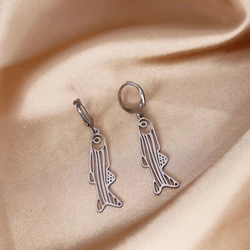 Kinitial Sea Fish Drop Earrings For Women Stainless Steel Vintage Jewelry Ocean Earrings