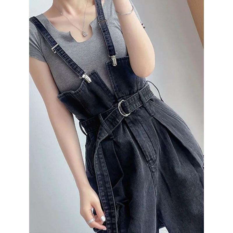 

Loose Wide-Leg Overalls Women, Autumn Fashion, Petite High-Waist Design, Trendy Suspender Jumpsuit